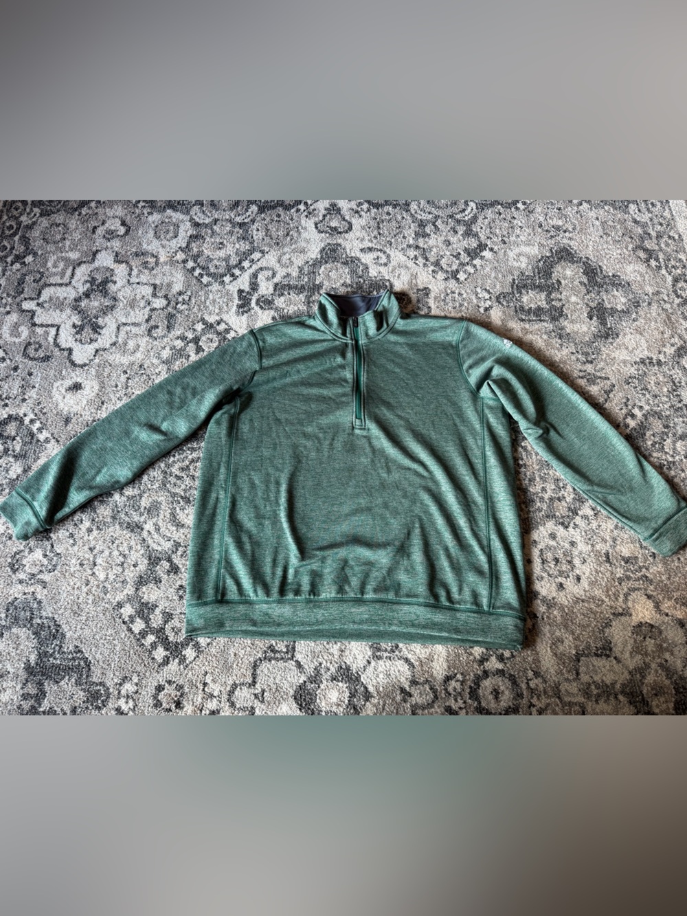 Men's Green Quarter-Zip Pullover Adidas Sweatshirt